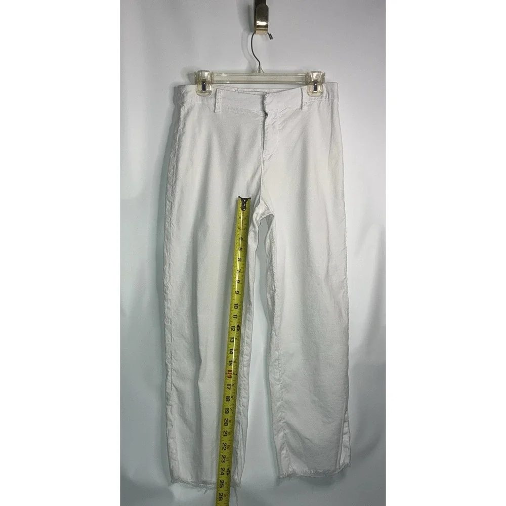 Frank & Eileen Denim Pants Size 6 White Kinsale Flax Cotton Blend Raw Hem Jeans - Picture 8 of 9